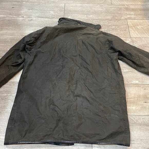 Vintage BARBOUR Border Wax Jacket Parka C44 Large Blue A205 - Picture 6 of 10